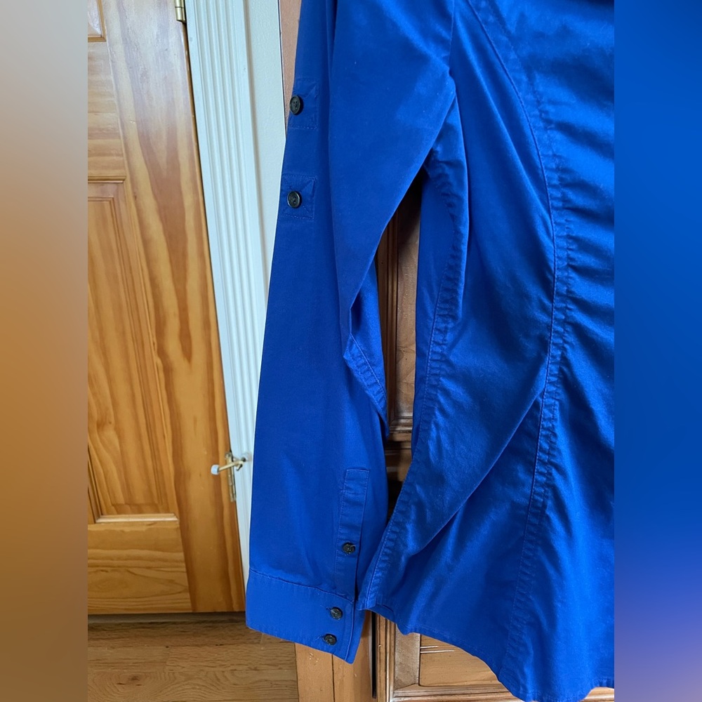 Women’s Express Design Studio Fitted Cobalt Blue Button-Up Shirt XS - Picture 7 of 11